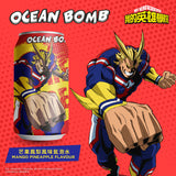 Ocean Bomb - My Hero Academia ALL MIGHT Mango Pineapple Flavour/ Bevanda Gassata Aromatizzata gusto Mango e Ananas 330ml