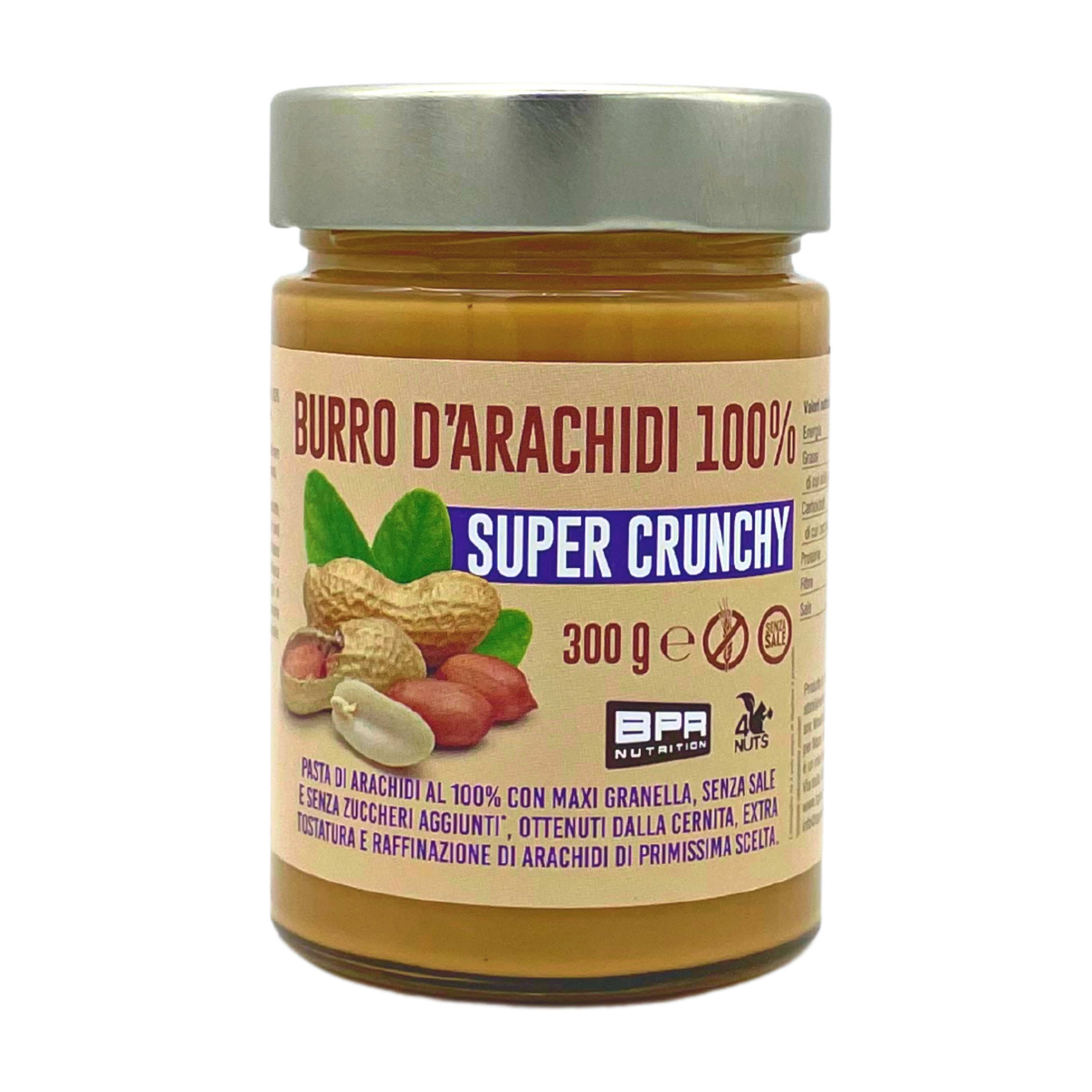 BPR Nutrition - Peanut Butter 100% Super Crunchy / Burro d’arachidi con  Maxi Granella 300g