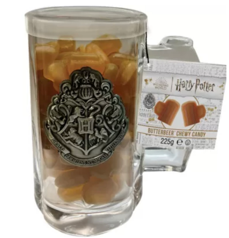 Jelly Belly  - Harry Potter ButterBeer Chewy Candy Glass Tankard / Boccale di vetro con Caramelle Gommose gusto Burrobirra 225g